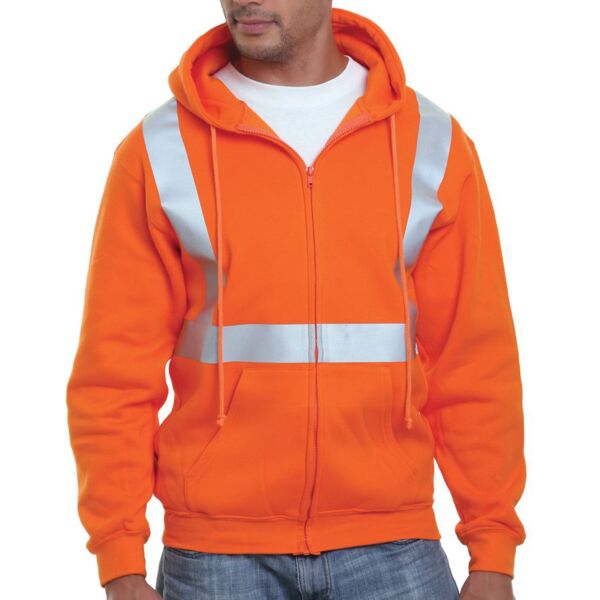 Men's USA-Made Hi-Visibility Full-Zip Hooded Sweatshirt Thumbnail